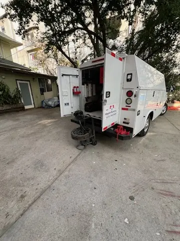 Magnet Plumbing service vehicle on-site for Sewer Line Repair in Caln